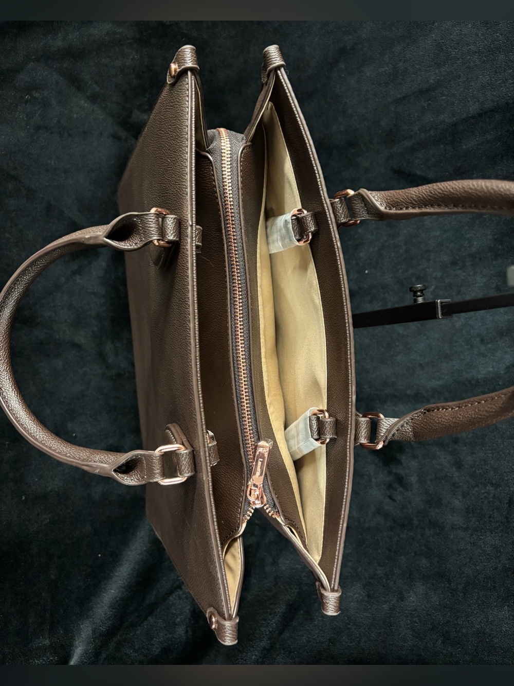 LuneVille Butterfly Coffee Brown Embroidered Large Tote Bag - Picture 6 of 14